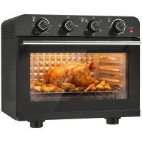 HOMCOM Heißluftfritteusen-Backofen mit Umluft und Drehspieß-Set, Temperaturregler, Timer, 1800 W(m-12)