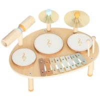 AIYAPLAY Jeux de Tambours pour Bébé, Tambour bébé avec Xylophone pour Tout-Petits, Instruments de Musique en Bois, Naturel(m-1)