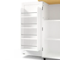 Isla de cocina móvil con encimera abatible, superficie adicional para comer y trabajar para 2–4 personas, 120x70x92 cm, Blanco(m-9)