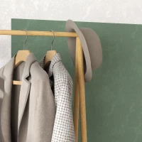 HOMCOM Bamboe Kledingrek met Schoenenrek en Haken, Vrijstaand, voor Entree, Slaapkamer, Natuurlijk Hout(m-8)