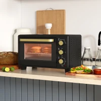 HOMCOM Mini-Ofen, Toasterofen, Timer, Gitterrost, Backblech, Glasfenster, Metall, Schwarz(m-2)