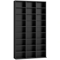 HOMCOM Mobile Porta CD a 9 Ripiani con 21 Ripiani, Scaffale Porta 835 CD/500 DVD/640 Blu-ray Salvaspazio, 100x24x175 cm, Nero(m-1)