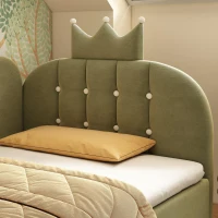 Letto singolo a L imbottito con spazio contenitore inferiore, 199x96x96 cm, Verde(m-9)