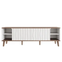 Móvel para TV com LED RGB, portas deslizantes e amplo espaço de arrumação, 160x40x52 cm, Branco(m-6)