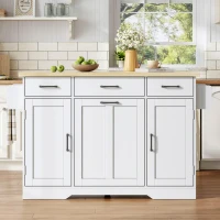 Ilha de cozinha móvel com tampo rebatível, rodízios com travão 360°, para 2–4 pessoas, 120x70x87 cm, Branco(m-2)