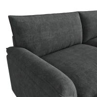 Divano a U con pouf poggiapiedi flessibile e vano portaoggetti nascosto, 216x77x82 cm, Nero(m-8)