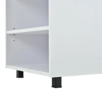 Tavolino da salotto regolabile in altezza con vano portaoggetti nascosto, scomparti laterali regolabili, 50x100x46 cm, Bianco(m-12)