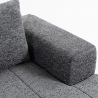 HOMCOM Sofá Esquinero 3 Plazas en L con Otomana Sofá Cama Convertible de Chenilla con Acolchado de Muelles Gris(m-6)