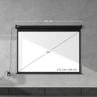 HOMCOM Projectiescherm, diag. 213,36 cm, 4:3, 171x130 cm, Zwart(m-3)