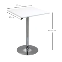 HOMCOM Verstelbare Bartafel, 360° draaibaar, krasbestendige voeten, stabiele metalen basis, Wit(m-3)