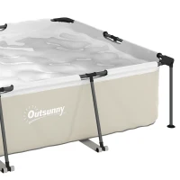 Outsunny Piscina Desmontable Tubular 316x238x66,5 cm 3700 L con Marco Metálico Parche de Reparación sin Depuradora Gris(m-12)
