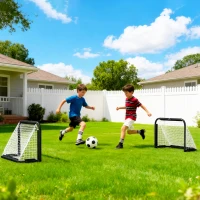 HOMCOM Voetbaldoel-set, 2 opvouwbare mini-doelen, metalen frame, incl. gereedschap, 90 x 36 x 60 cm, zwart(m-8)