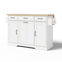Ilha de cozinha móvel com tampo rebatível, rodízios com travão 360°, para 2–4 pessoas, 120x70x87 cm, Branco