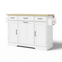 Ilha de cozinha móvel com tampo rebatível, rodízios com travão 360°, para 2–4 pessoas, 120x70x87 cm, Branco(m-1)