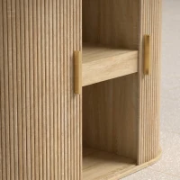 HOMCOM Mesa de Comedor Ovalada para 6 Personas con Tablero Grueso Puertas Correderas Tipo Persiana 6 Compartimentos Roble(m-13)