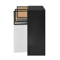 Credenza da cucina con illuminazione LED, 3 ante in vetro, 3 ante bianche e 14 ripiani, 100x40x105 cm, Bianco(m-8)