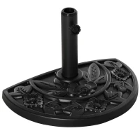 Outsunny Halfronde Parasolvoet, 9 kg, Bloemendesign, HDPE/Cement, voor Parasolstokken Ø35/38/48 mm(m-1)