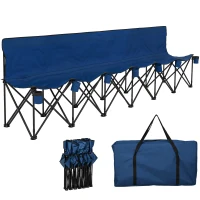 Outsunny 6 Seater Folding Camping Chair with Cup Holder & Carry Bag - Blue(m-1)