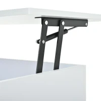 Tavolino da salotto regolabile in altezza con vano portaoggetti nascosto, scomparti laterali regolabili, 50x100x46 cm, Bianco(m-9)