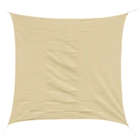 Outsunny Copertină de Soare Pătrată, Protecție UV 95%, Țesătură din Polietilenă, 360 x 360 cm, Ecru(m-11)
