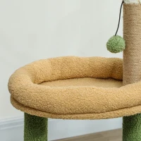 PawHut Árbol Rascador para Gatos 98 cm con Hojas Artificiales Cueva Cama Postes Rascadores 2 Bolas Cubierto Terciopelo Verde(m-8)