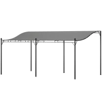 Outsunny 3 x 5 m pergola, flexibel tuindak met waterdicht zeil en metalen frame, schaduwgever, Donkergrijs(m-10)