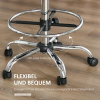 HOMCOM barkruk draaistoelen barstoel werkkruk kantoorkruk in hoogte verstelbaar 360° draaibaar met rugleuning gestoffeerde grote zitting voor beter zitcomfort PU beige 56 x 57 x 104-127 cm(m-5)