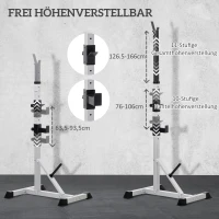 HOMCOM Set van 2 Dumbbellstandaards met 3 Niveaus Hoogteverstelbaar uit Staal tot 200 kg Belastbaar Zilver+Zwart(m-5)