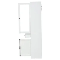 Vitrine alta com iluminação LED, grande espaço de arrumação com 3 prateleiras de vidro, 1 gaveta e 2 portas, 55x40x200 cm, Branco(m-8)