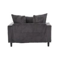 Divano letto con portabicchieri su entrambi i lati e bracciolo pieghevole, 129x170x70 cm, grigio scuro(m-9)
