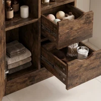HOMCOM Mueble de Baño Estrecho con Cajones Compartimentos Abiertos Marrón Rústico(m-7)
