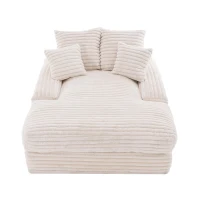 Chaiselongue de pana de lujo con 4 cojines desmontables, espuma viscoelástica de alta densidad, 165x135x58 cm, Beige(m-1)