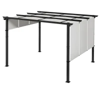 Outsunny Markise Sonnenschutz. Pergola, wetterbeständig,  inkl. Befestigungsmaterial, 3 x 3,5 m, Dunkelgrau(m-12)
