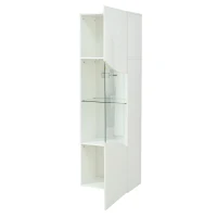 Vitrine para sala de estar, design estreito e alto com amplo espaço de arrumação, 35x50x165 cm, Branco(m-6)