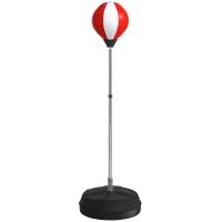 HOMCOM Punching Ball da Terra ad Altezza Regolabile con Guantoni e Base Riempibile, 43x43x126-144 cm, Rosso e Bianco(m-1)