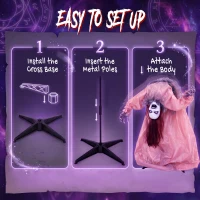 HOMCOM Animated Halloween Ghost, Halloween Animatronics with Creepy Screams, Glowing Eyes, Sound/Touch Activated(m-7)