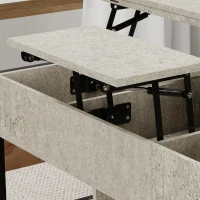 HOMCOM Mesa de centro elevável e extensível, mesa de sala com compartimento escondido prateleiras abertas, 98x49x55cm, cinza(m-9)