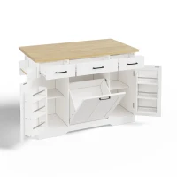 Ilha de cozinha móvel com tampo rebatível, rodízios com travão 360°, para 2–4 pessoas, 120x70x87 cm, Branco(m-6)