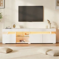 Mobile TV basso e moderno a LED, adatto per TV fino a 80 pollici, 180x35x45 cm, Bianco(m-1)