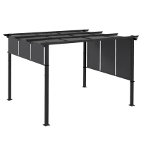 Outsunny Markise Sonnenschutz. Pergola, wetterbeständig,  inkl. Befestigungsmaterial, 3 x 3,5 m, Dunkelgrau(m-1)