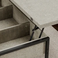 HOMCOM Mesa de centro elevável e extensível, mesa de sala com compartimento escondido prateleiras abertas, 98x49x55cm, cinza(m-7)