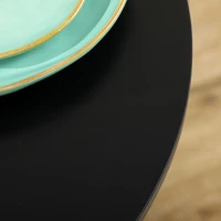 HOMCOM eettafel voor 2 personen, rond tafelblad, stalen onderstel, zwart, 70 x 70 x 75 cm(m-9)