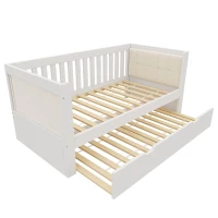 Cama de día con cama nido, sofá y cama de invitados que ahorra espacio, apta para colchones 90x190 cm, sin colchón, 201x95x74 cm, Blanco(m-8)
