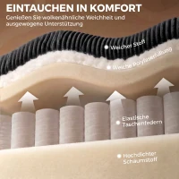 HOMCOM Ecksofa 4-Sitzer U-Form Sofa mit Stauraum-Ottomane, 306 cm Eckcouch mit Cord-Optik, 4 Kissen, für Wohnzimmer(m-5)
