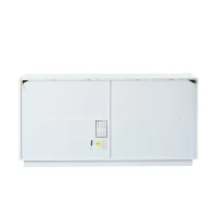 Credenza moderna a 4 ante con dettagli dorati, 35x140x70 cm, BBianco(m-8)