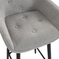 HOMCOM Conjunto de 2 Banquetas de Bar, Cadeiras de Bar Estofadas em Chenille, Assento Largo 67 cm, Encosto e Apoio para os Pés, Cinza(m-7)