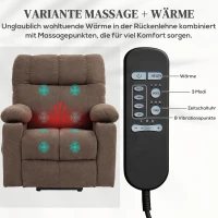 HOMCOM Relaxfauteuil met Opstahulp, Elektrisch, 90x75x100cm, Bruin(m-5)