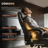 Vinsetto Silla de Oficina con 7 Puntos de Masaje con Reposapiés Retráctil Altura Ajustable Control Remoto y Tejido de PU Negro(m-5)