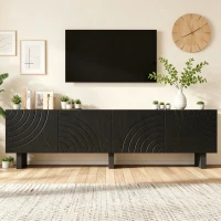 Mobile TV basso e moderno, adatto per TV fino a 75 pollici, 180x40x55 cm, Nero(m-1)