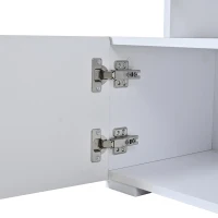Lowboard para TV com frente em alto brilho, divisória ajustável em vidro temperado, adequado para televisores até cerca de 80 polegadas, 180x35x45 cm, Branco(m-9)